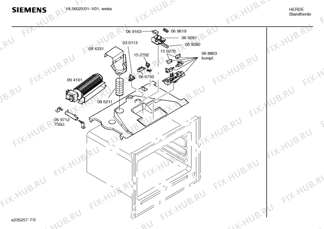 Схема №7 HL56025 с изображением Инструкция по эксплуатации для духового шкафа Siemens 00590311