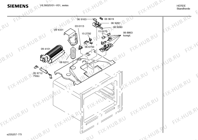 Схема №7 HL56025 с изображением Инструкция по эксплуатации для плиты (духовки) Siemens 00590308