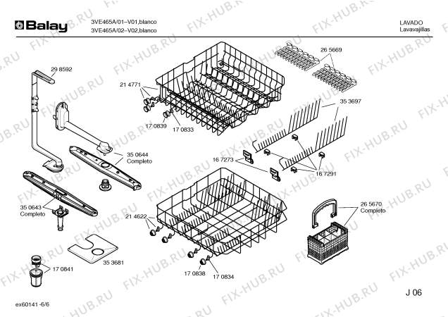 Взрыв-схема посудомоечной машины Balay 3VE465A VE465 - Схема узла 06