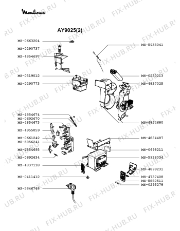 Взрыв-схема микроволновой печи Moulinex AY9025(2) - Схема узла ZP002318.3P2