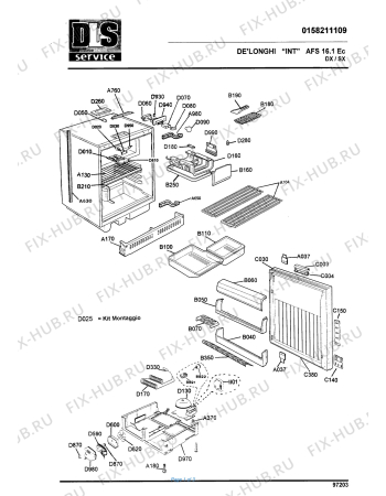 Схема №1 ACS 12 EC DX Frigo/congelatori с изображением Опора для холодильной камеры DELONGHI ML1189