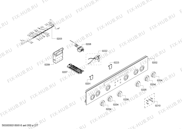 Взрыв-схема плиты (духовки) Siemens HR64W224H - Схема узла 02