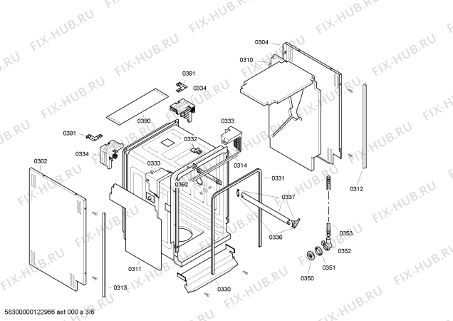 Взрыв-схема посудомоечной машины Bosch SRU55M12SK - Схема узла 03
