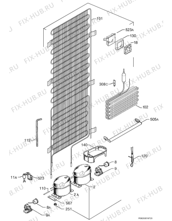 Взрыв-схема холодильника Juno Electrolux JDZ9082 - Схема узла Cooling system 017