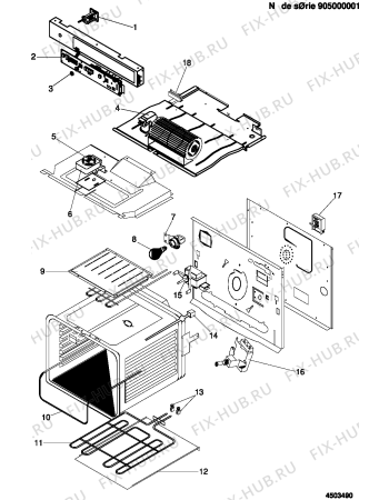 Взрыв-схема плиты (духовки) Indesit FD78P (F018235) - Схема узла