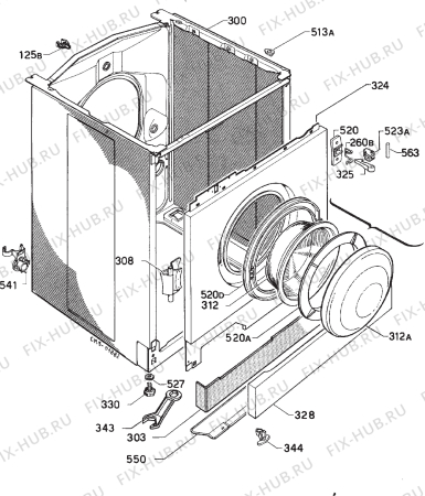 Взрыв-схема стиральной машины Electrolux WH1150 - Схема узла Cabinet + armatures