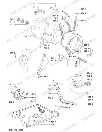 Взрыв-схема стиральной машины Whirlpool AWF591 (F091351) - Схема узла