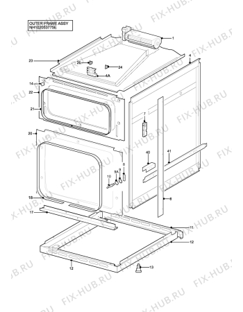 Взрыв-схема плиты (духовки) Tricity Bendix SE556BK - Схема узла H10 Outer Frame