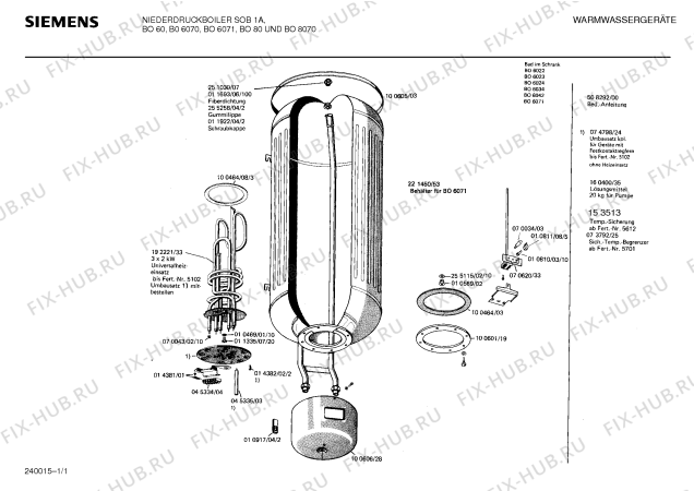 Схема №1 BO8070 с изображением Температурный ограничитель для водонагревателя Siemens 00070620