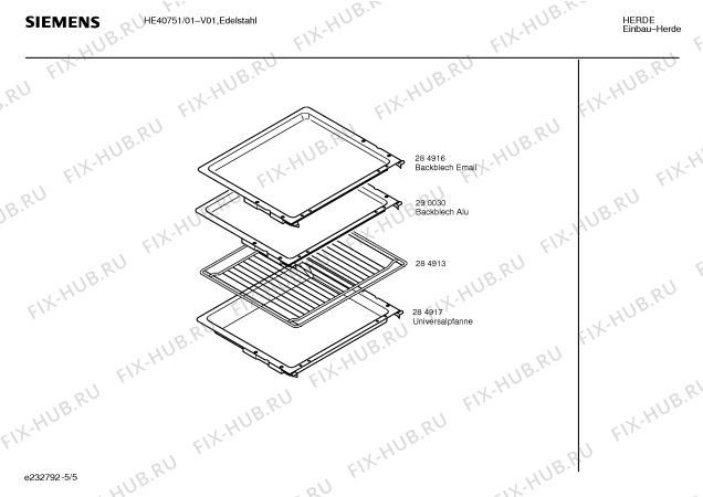 Схема №5 HE40741 с изображением Инструкция по эксплуатации для плиты (духовки) Siemens 00522166