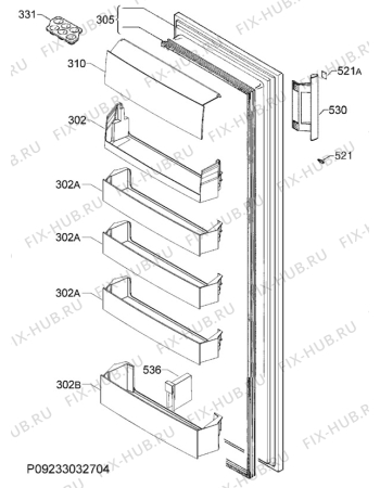 Взрыв-схема холодильника Electrolux ERF2000AOW - Схема узла Door 003