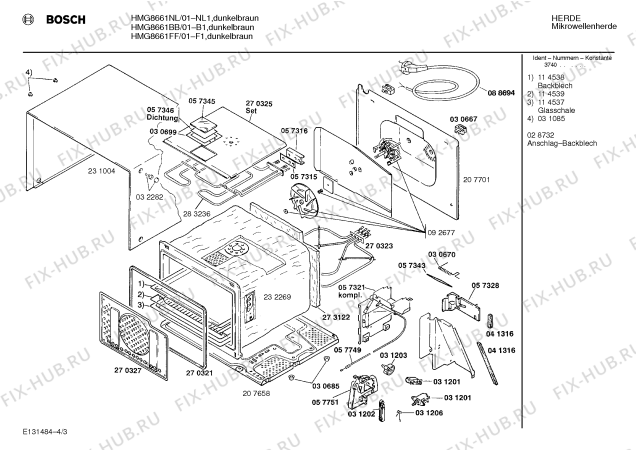Схема №3 HMG8661FF с изображением Передняя панель для микроволновой печи Bosch 00092817