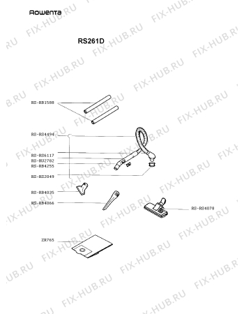 Взрыв-схема пылесоса Rowenta RS261D - Схема узла RS261DDE.__2