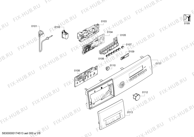 Схема №4 WM08K200TR IQ 300 с изображением Панель управления для стиралки Siemens 00749539