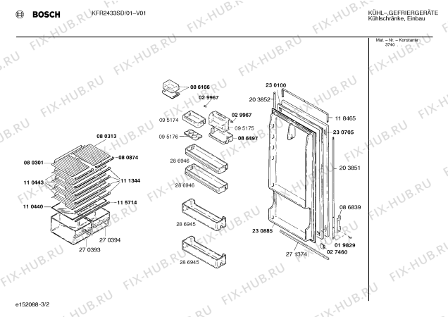 Взрыв-схема холодильника Bosch KFR2433SD - Схема узла 02