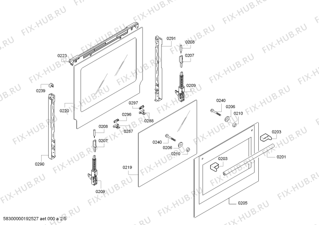 Взрыв-схема плиты (духовки) Siemens HB43GS555 H.SE.NP.L2D.IN.GLASS.S5b.X.E0_C/// - Схема узла 02