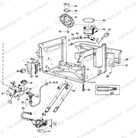 Взрыв-схема посудомоечной машины Elektra DV9200 - Схема узла W10 Water details  E