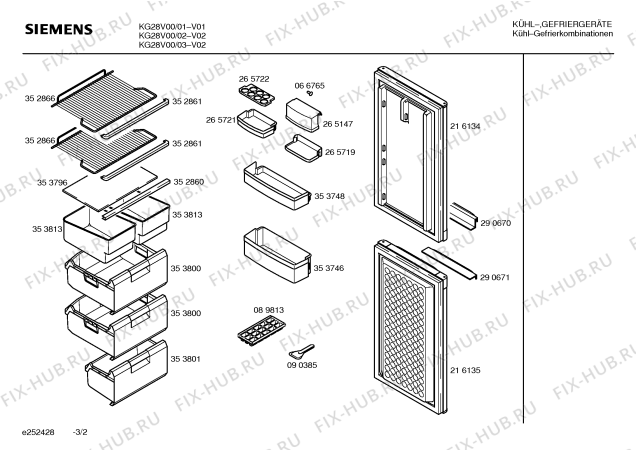 Схема №3 KG28V20 с изображением Дверь для холодильной камеры Siemens 00214651