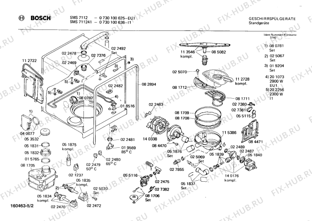 Взрыв-схема посудомоечной машины Bosch 0730100636 SMS711241 - Схема узла 02