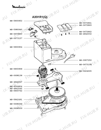 Взрыв-схема кухонного комбайна Moulinex AX91R1(Q) - Схема узла AP002402.2P2