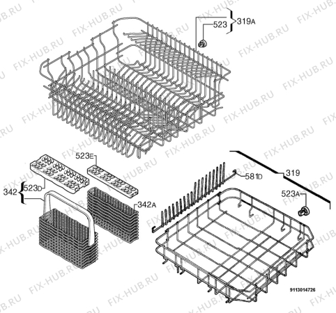 Взрыв-схема посудомоечной машины Zanussi Electrolux ZSF6120 - Схема узла Basket 160