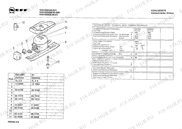 Взрыв-схема холодильника Neff K4510X0EE - Схема узла 02