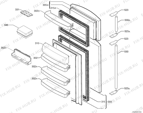 Взрыв-схема холодильника Aeg Electrolux S75428DT - Схема узла Door 003