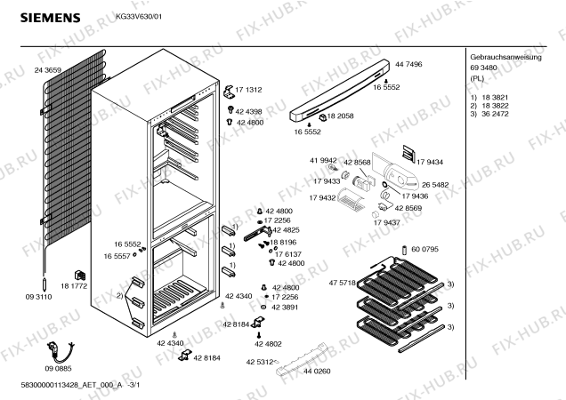 Схема №3 KG33V630 с изображением Декоративная панель Siemens 00447494