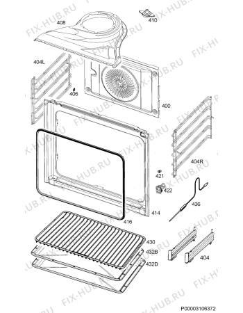 Взрыв-схема плиты (духовки) Aeg BE501472NM - Схема узла Oven