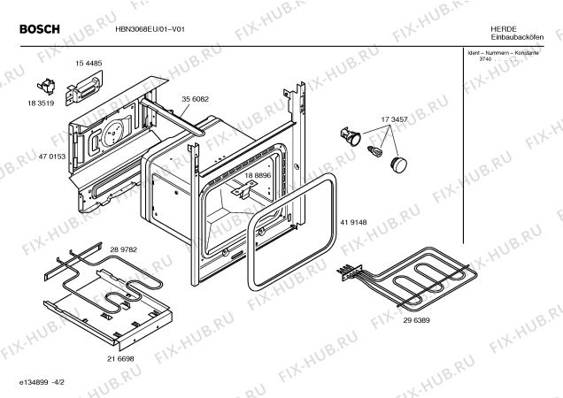 Взрыв-схема плиты (духовки) Bosch HBN3068EU - Схема узла 02