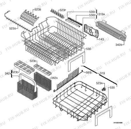 Взрыв-схема посудомоечной машины Electrolux ESF6535 - Схема узла Basket 160