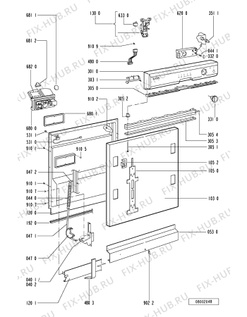Схема №2 ADL 231/S WH с изображением Ручка регулировки (кнопка) для посудомоечной машины Whirlpool 481241359031