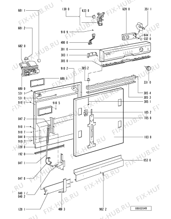 Схема №2 CW 492 B с изображением Обшивка для посудомойки Whirlpool 481245371136