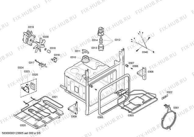 Взрыв-схема плиты (духовки) Bosch HBN57W551 horno.bosch.indep.multif.inox.e3 - Схема узла 03