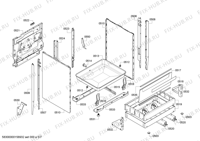 Схема №7 HCE778351W с изображением Панель управления для плиты (духовки) Bosch 00703312