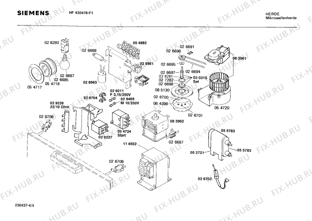 Взрыв-схема микроволновой печи Siemens HF430478 - Схема узла 04