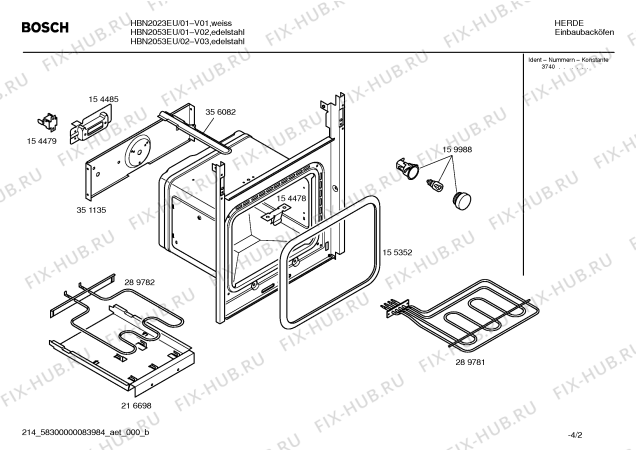 Взрыв-схема плиты (духовки) Bosch HBN2023EU - Схема узла 02