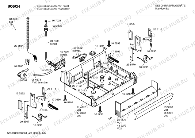 Схема №6 SGI45M15EU с изображением Инструкция по эксплуатации для электропосудомоечной машины Bosch 00590479