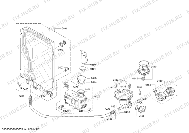 Взрыв-схема посудомоечной машины Bosch SMV68N20EU, SuperSilence - Схема узла 04