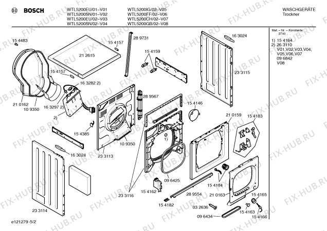 Схема №4 WTL5100FF WTL5100 с изображением Заглушка для электросушки Bosch 00165277