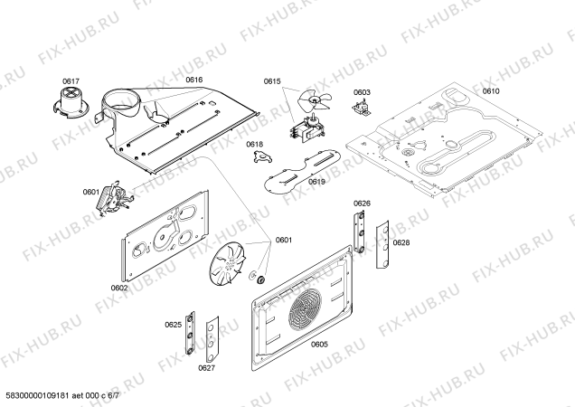 Схема №6 C17E74S0GB с изображением Каталитическая панель для плиты (духовки) Bosch 00443842