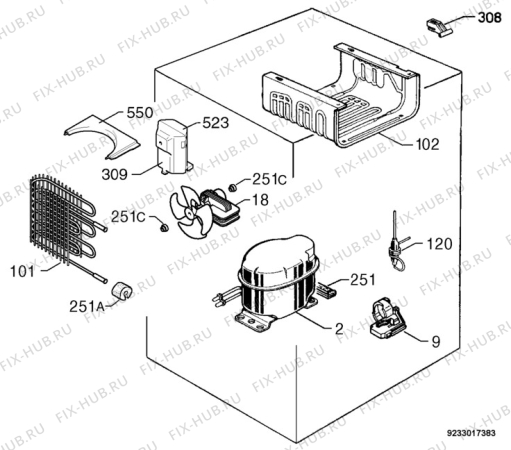 Взрыв-схема холодильника Zanussi ZUS6141 - Схема узла Cooling system 017