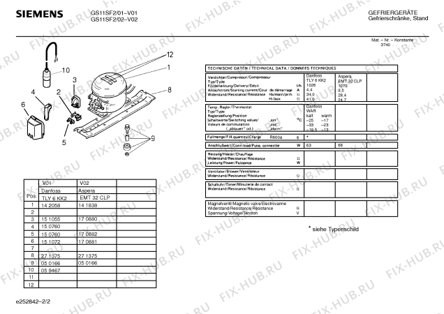 Схема №2 GS11SF2 с изображением Планка ручки для холодильной камеры Siemens 00350204