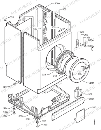 Взрыв-схема стиральной машины Electrolux EW1255F - Схема узла Cabinet + armatures