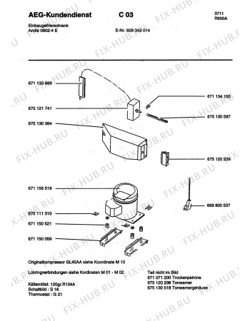 Взрыв-схема холодильника Aeg ARC0802-5 E - Схема узла Freezer electrical equipment