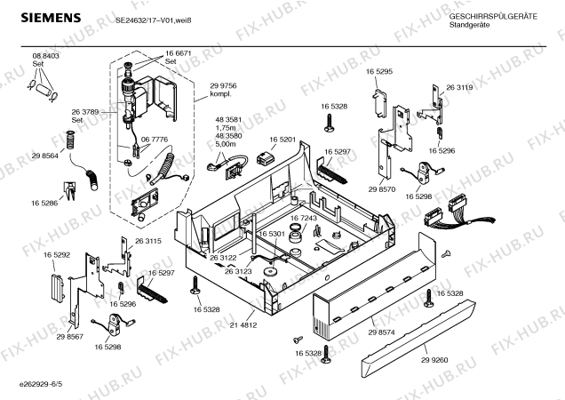 Взрыв-схема посудомоечной машины Siemens SE24632 EXTRAKLASSE - Схема узла 05