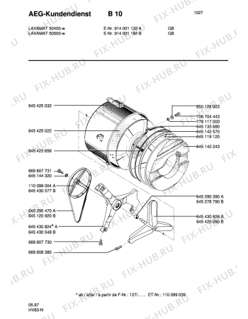 Взрыв-схема стиральной машины Aeg LAV50400-W - Схема узла Tub and drum