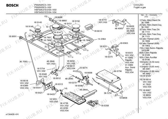 Схема №3 E00101KE2 с изображением Упаковка для плиты (духовки) Bosch 00364543