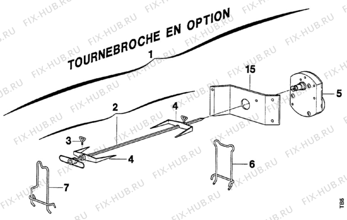 Взрыв-схема плиты (духовки) Electrolux EOB745B1 - Схема узла Turnspit
