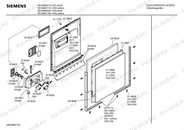 Схема №4 SE54403 с изображением Передняя панель для посудомоечной машины Siemens 00351728